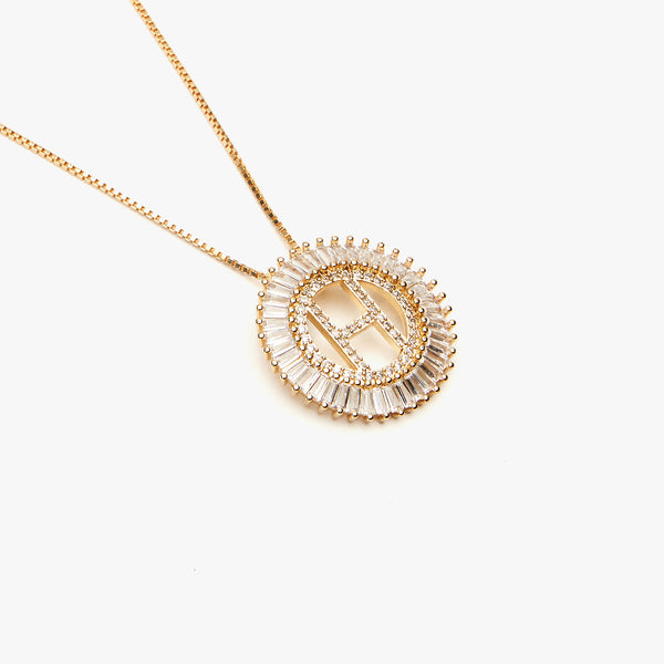 Large Baguette Halo Initial