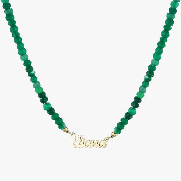 Green Jade Bead Name Plate