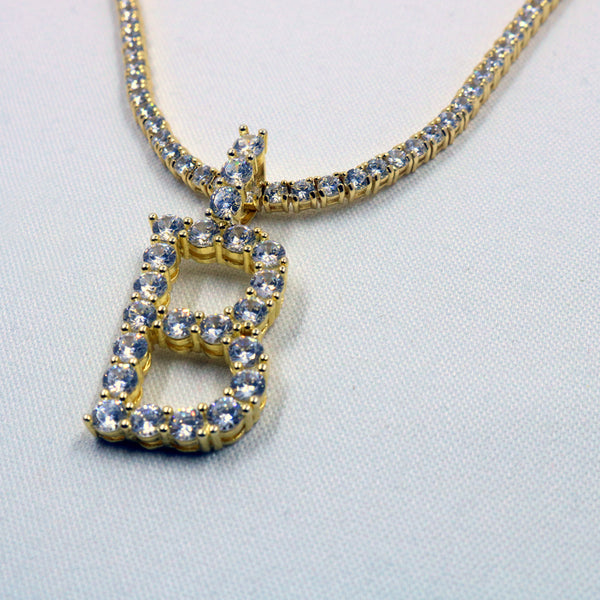 Large Initial Tennis Necklace